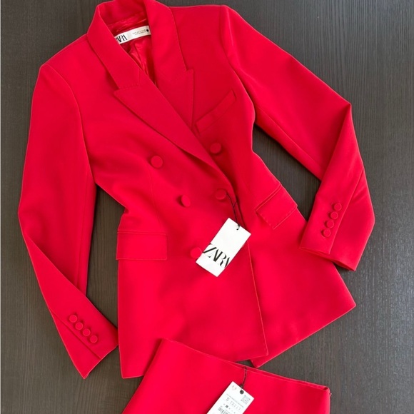 Zara Jackets & Blazers - Zara Women's Red Blazer with Skirt